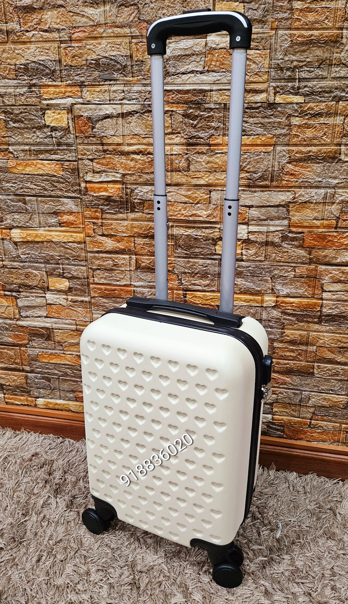 Mala de Cabine Com Trolley 50cm - Padrão com Corações
