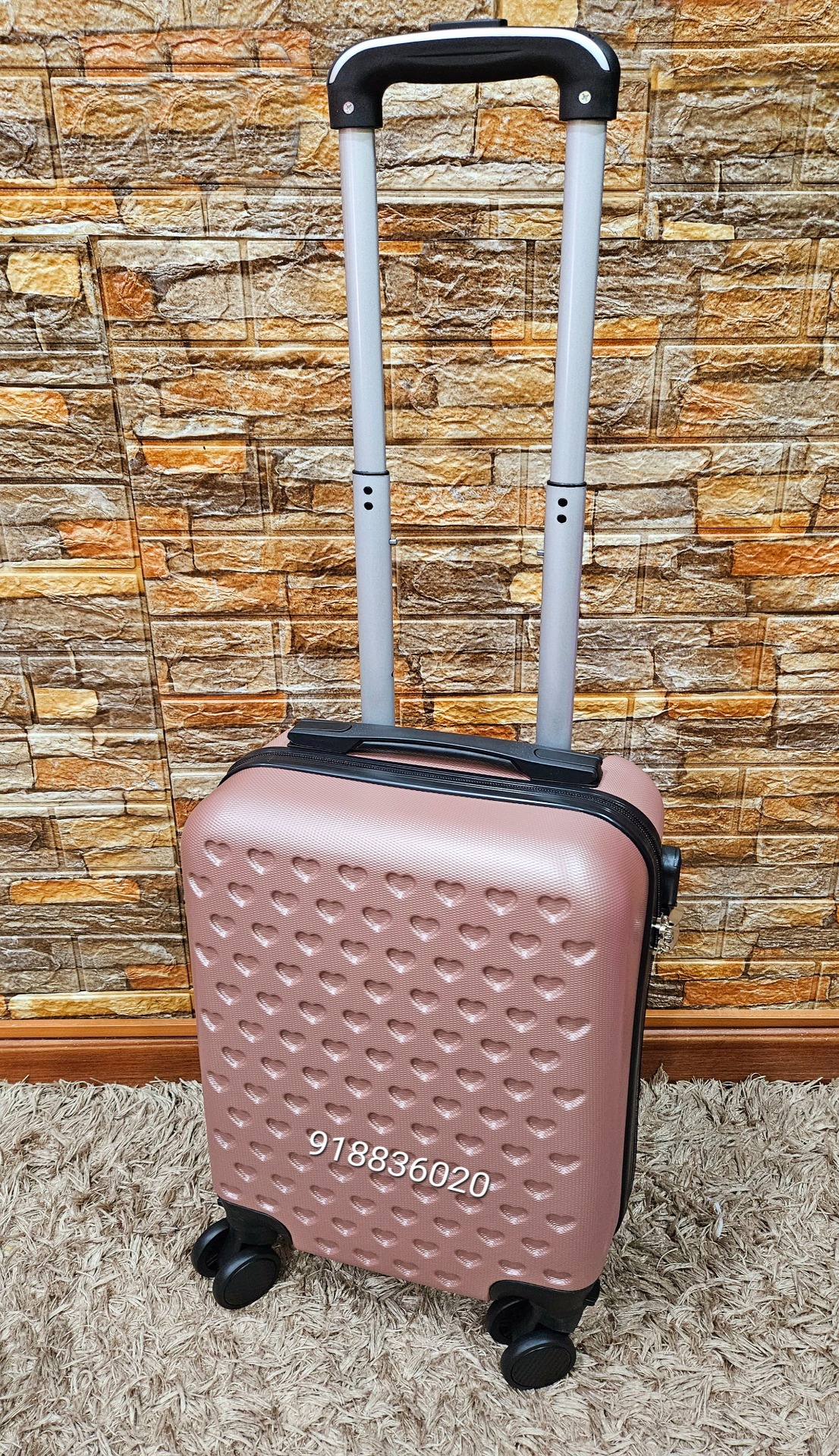 Mala de Cabine Com Trolley 50cm - Padrão com Corações