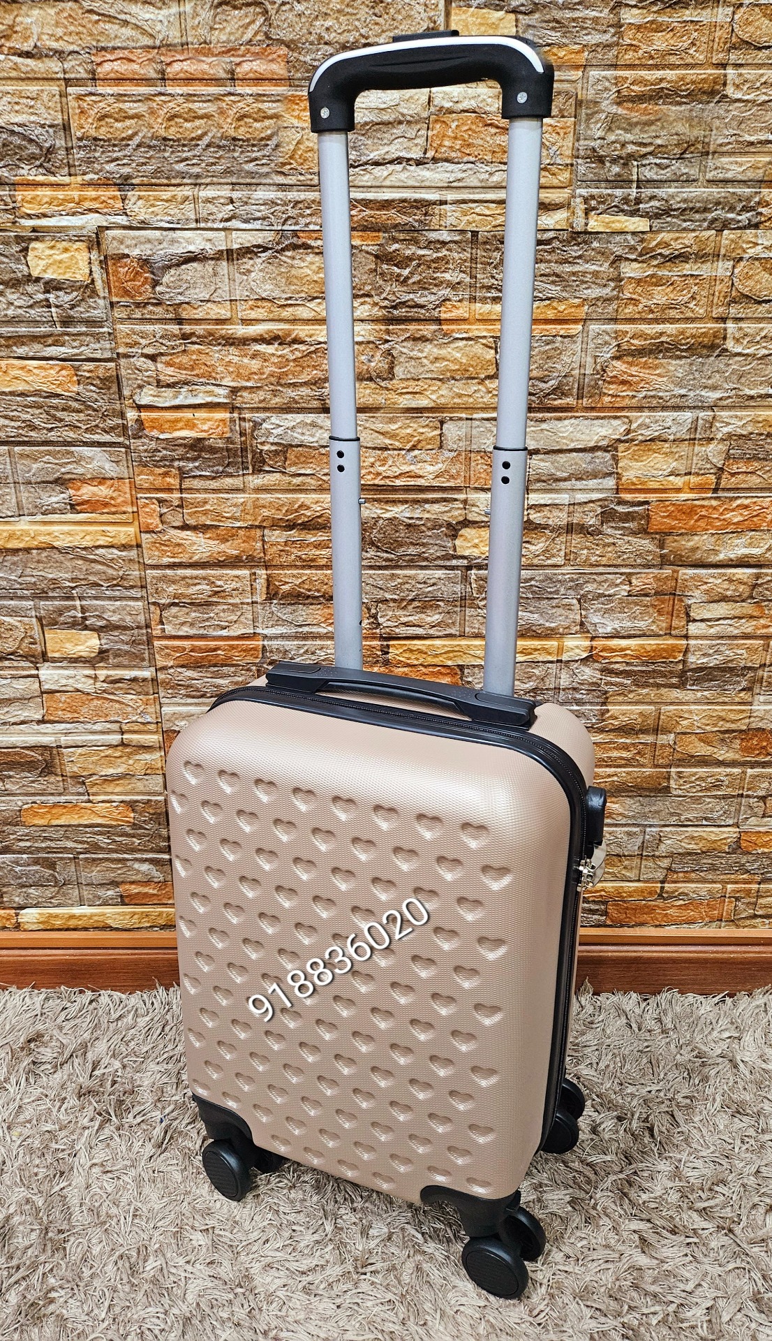 Mala de Cabine Com Trolley 50cm - Padrão com Corações