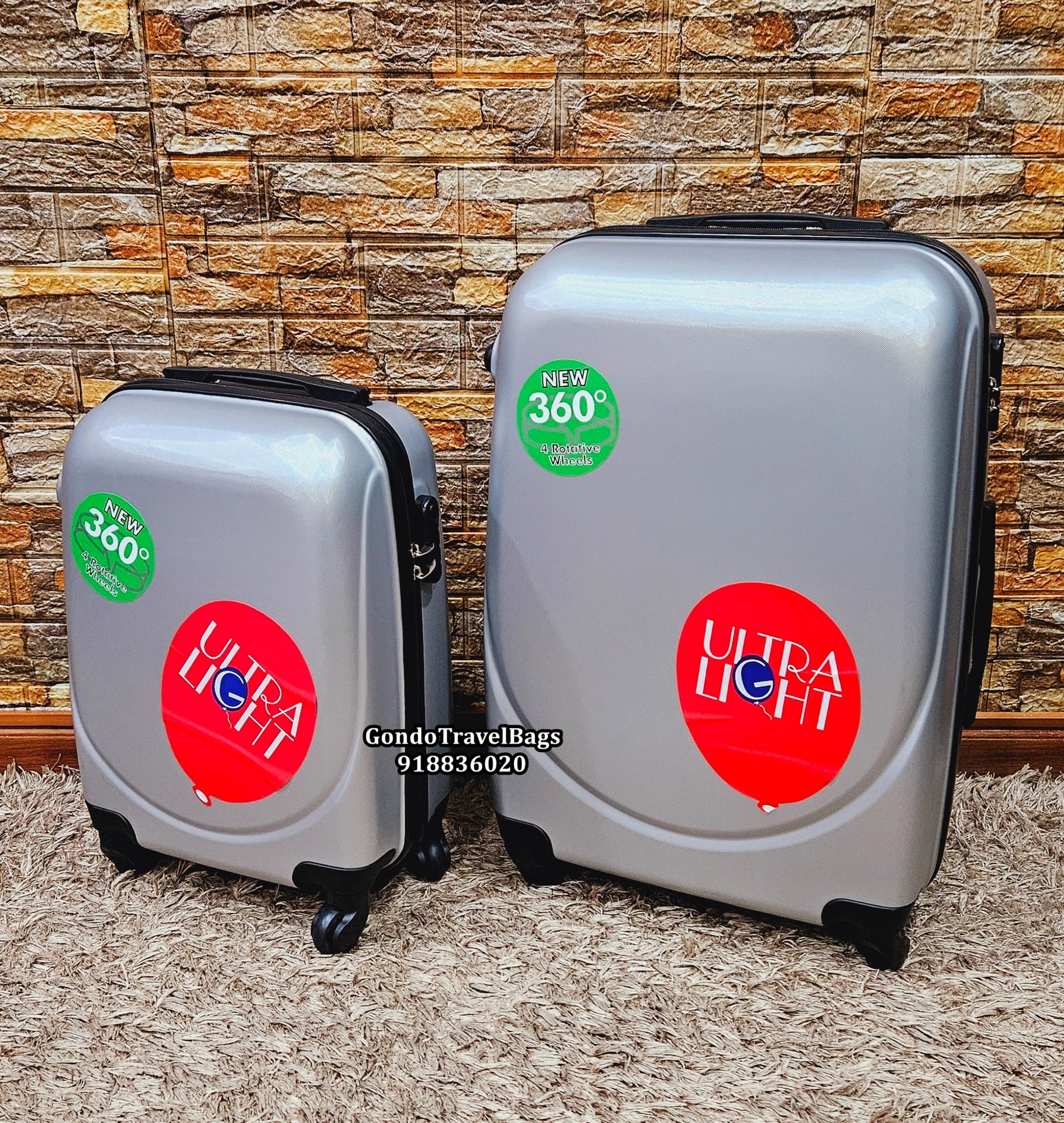 Conjunto de 2 Malas de Viagem ABS - 1 Porão 23Kg + 1 Cabine 8 ou 10Kg